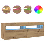 Tv-Benk Med Led-Lys Artisan Eik 120X35X40 Cm Konstruert Tre