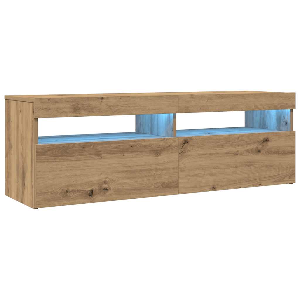 Tv-Benk Med Led-Lys Artisan Eik 120X35X40 Cm Konstruert Tre