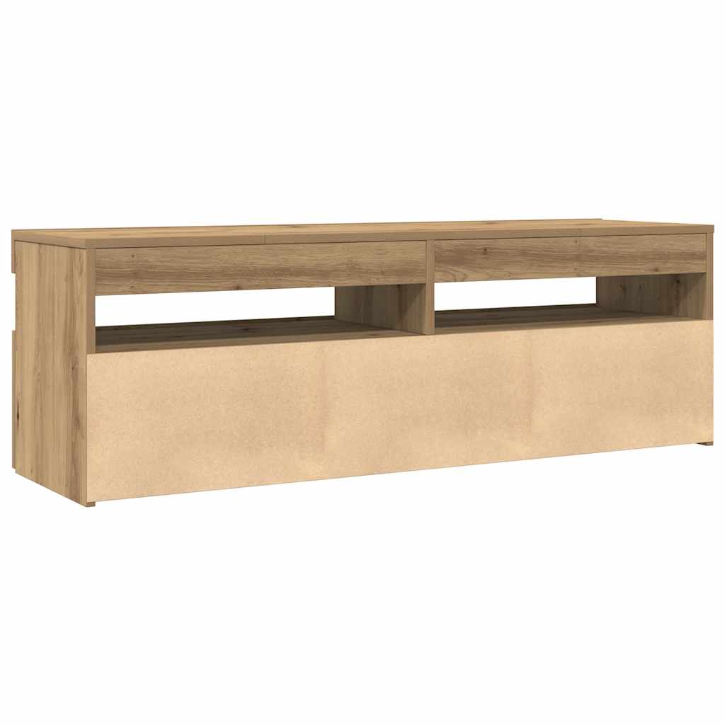 Tv-Benk Med Led-Lys Artisan Eik 120X35X40 Cm Konstruert Tre