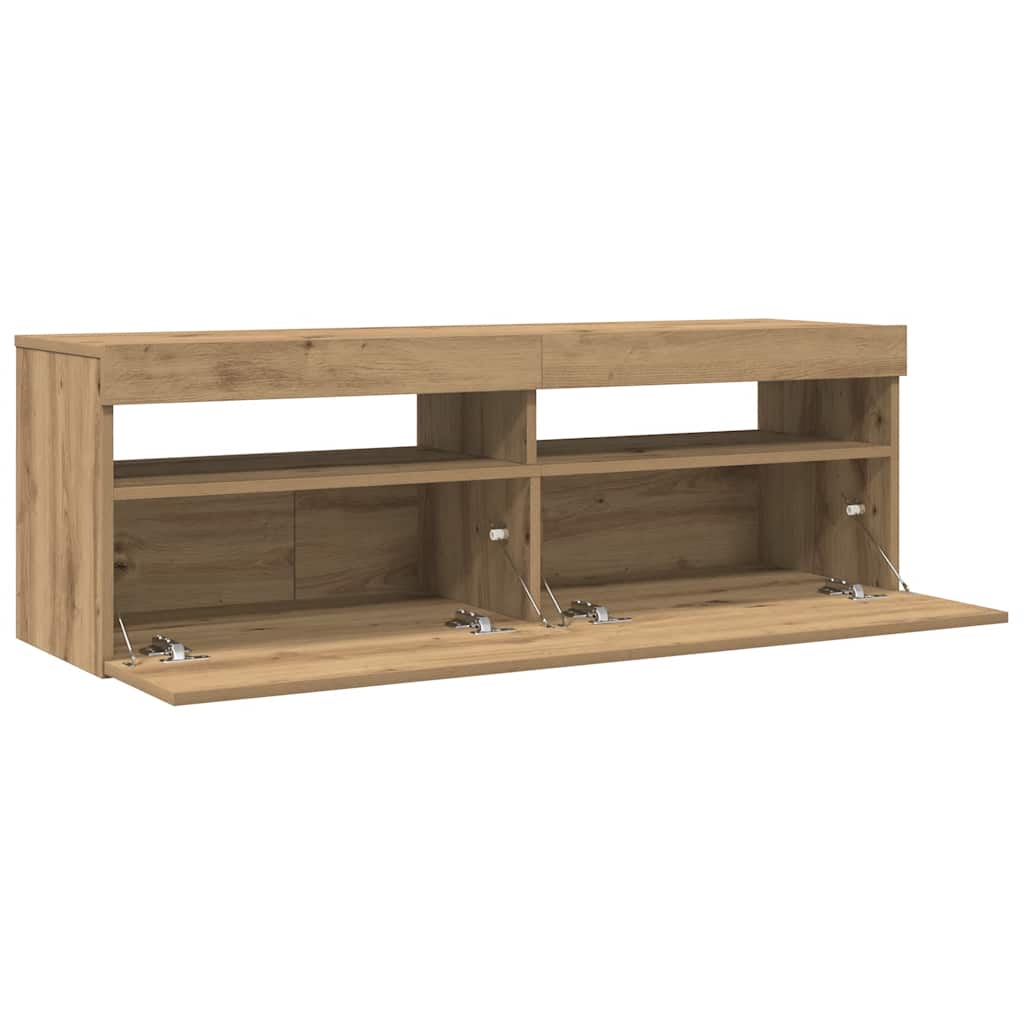 Tv-Benk Med Led-Lys Artisan Eik 120X35X40 Cm Konstruert Tre