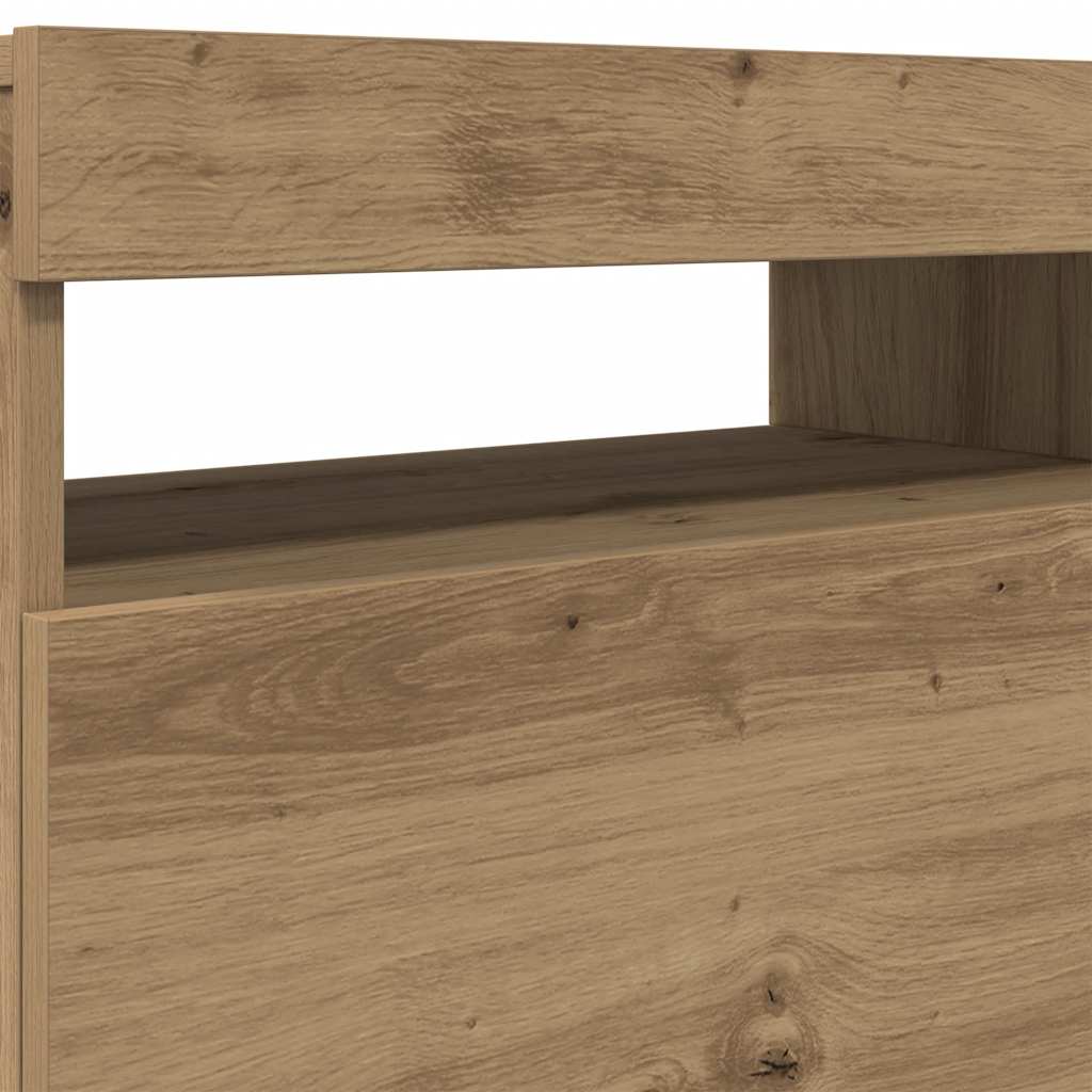 Tv-Benk Med Led-Lys Artisan Eik 120X35X40 Cm Konstruert Tre