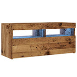 Tv-Benk Med Led-Lys Gammelt Tre 90X35X40 Cm Konstruert Tre