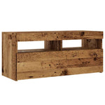 Tv-Benk Med Led-Lys Gammelt Tre 90X35X40 Cm Konstruert Tre