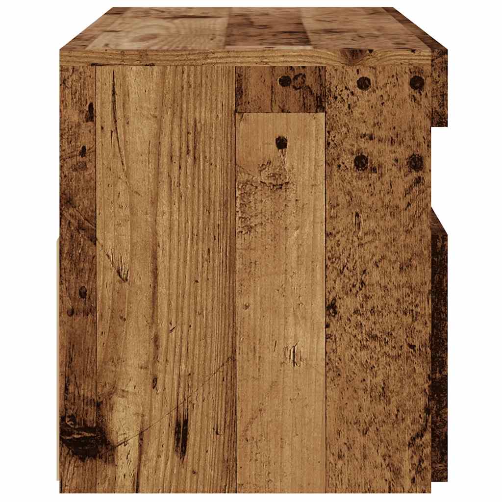 Tv-Benk Med Led-Lys Gammelt Tre 90X35X40 Cm Konstruert Tre