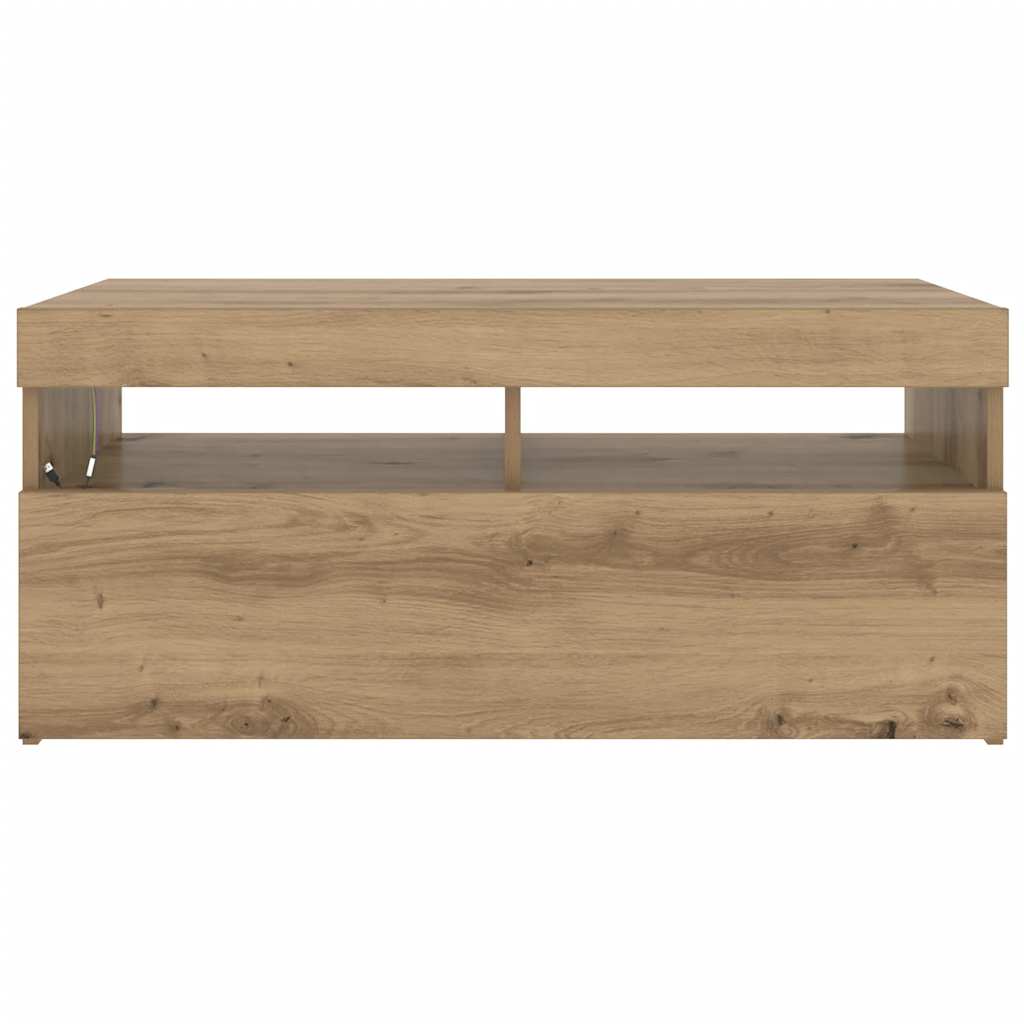 Tv-Benk Med Led-Lys Artisan Eik 90X35X40 Cm Konstruert Tre
