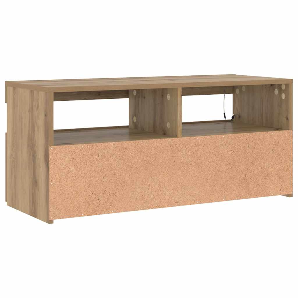Tv-Benk Med Led-Lys Artisan Eik 90X35X40 Cm Konstruert Tre