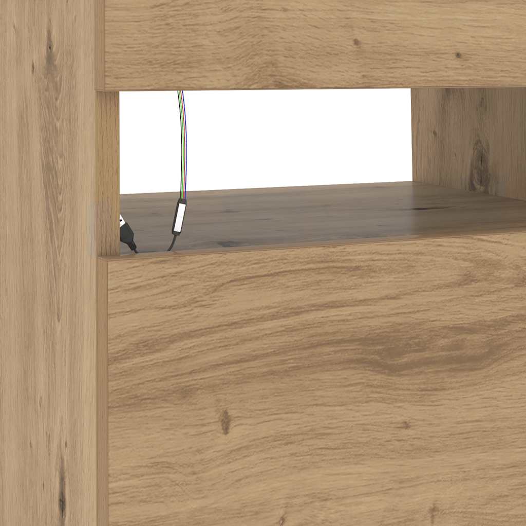 Tv-Benk Med Led-Lys Artisan Eik 90X35X40 Cm Konstruert Tre