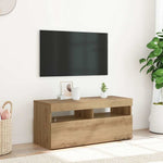 Tv-Benk Med Led-Lys Artisan Eik 90X35X40 Cm Konstruert Tre
