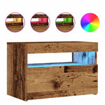 Tv-Benk Med Led-Lys Gammelt Tre 60X35X40 Cm Konstruert Tre