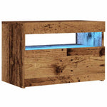Tv-Benk Med Led-Lys Gammelt Tre 60X35X40 Cm Konstruert Tre