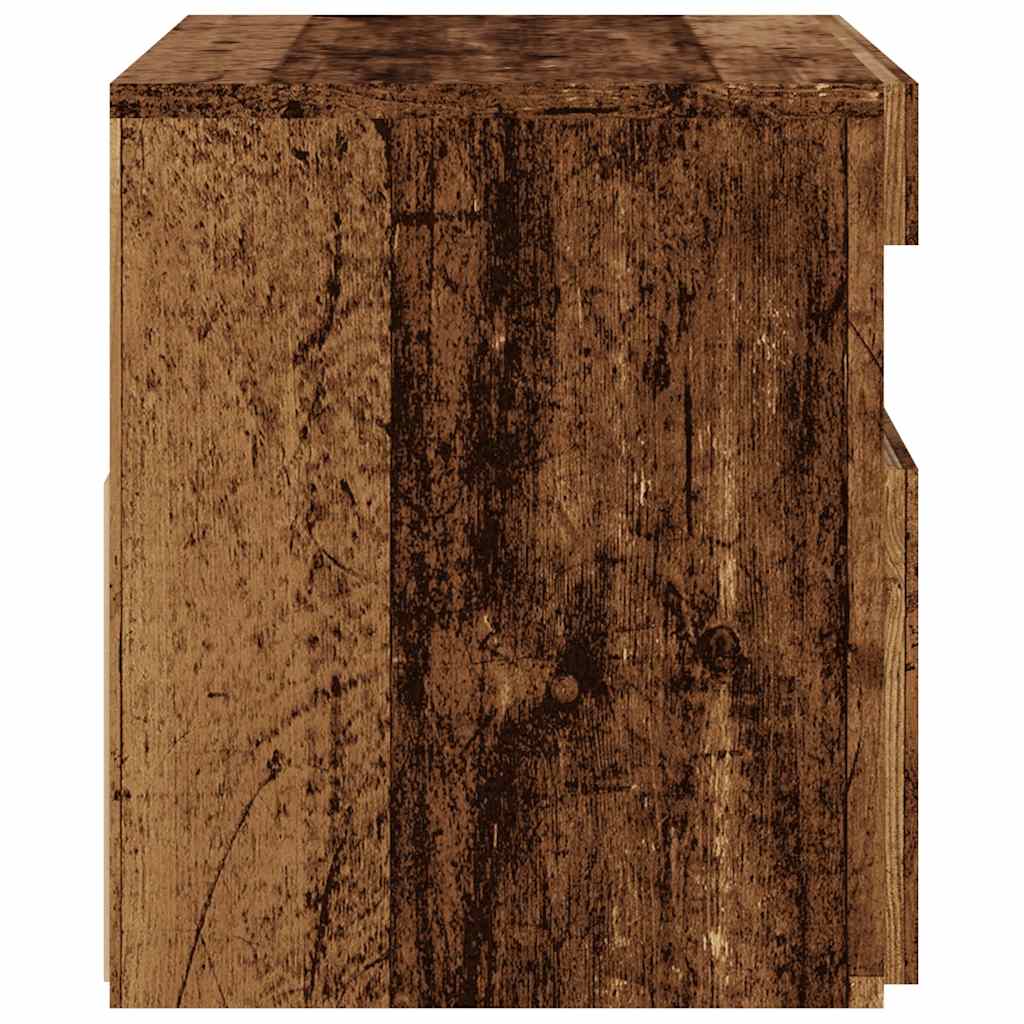 Tv-Benk Med Led-Lys Gammelt Tre 60X35X40 Cm Konstruert Tre