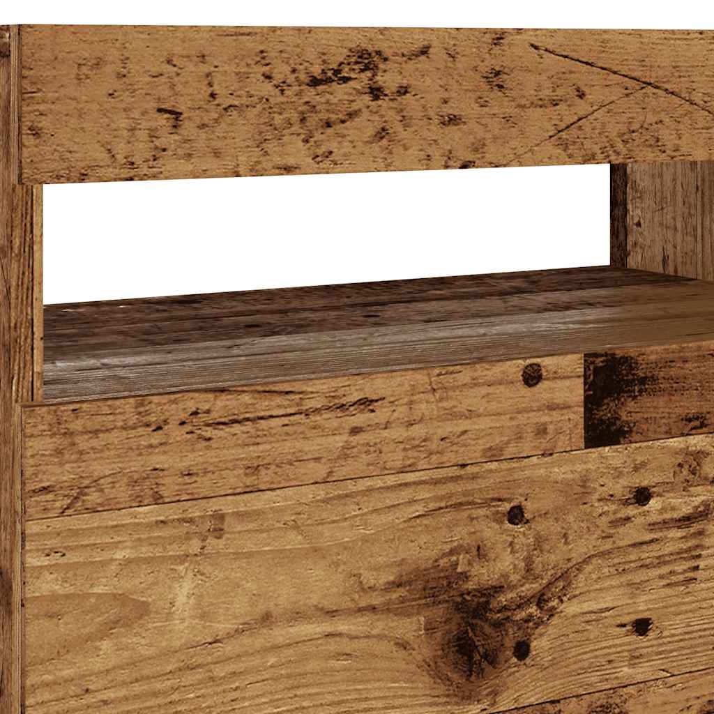 Tv-Benk Med Led-Lys Gammelt Tre 60X35X40 Cm Konstruert Tre