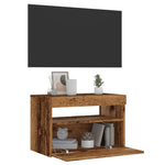 Tv-Benk Med Led-Lys Gammelt Tre 60X35X40 Cm Konstruert Tre