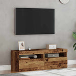 Tv-Benk Med Led-Lys 2 Stk Gammelt Tre Konstruert Tre