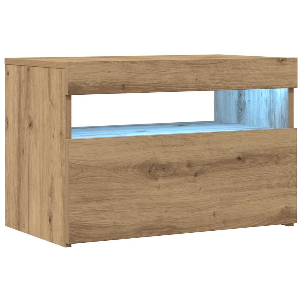 Tv-Benk Med Led-Lys Artisan Eik 60X35X40 Cm Konstruert Tre