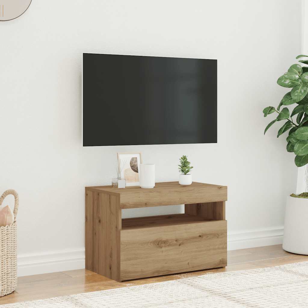 Tv-Benk Med Led-Lys Artisan Eik 60X35X40 Cm Konstruert Tre