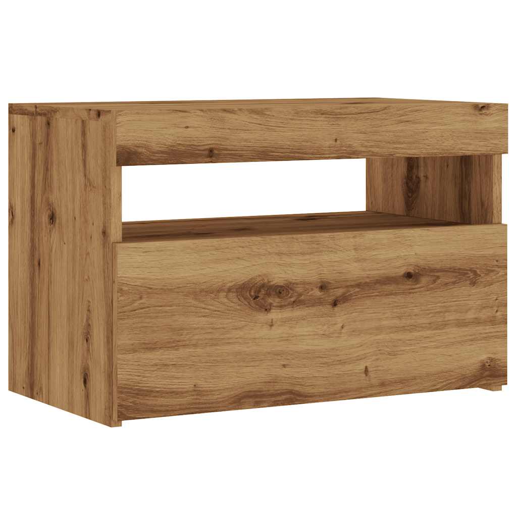 Tv-Benk Med Led-Lys Artisan Eik 60X35X40 Cm Konstruert Tre