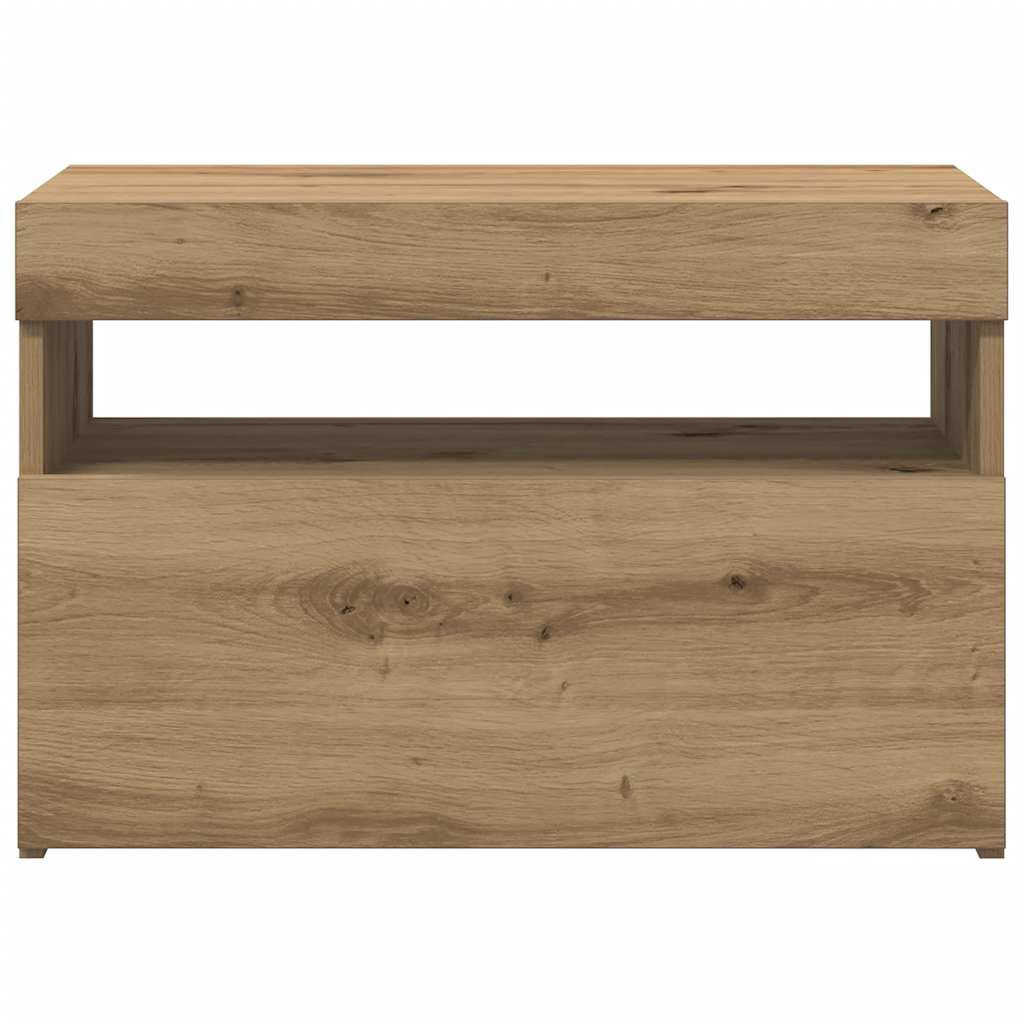 Tv-Benk Med Led-Lys Artisan Eik 60X35X40 Cm Konstruert Tre