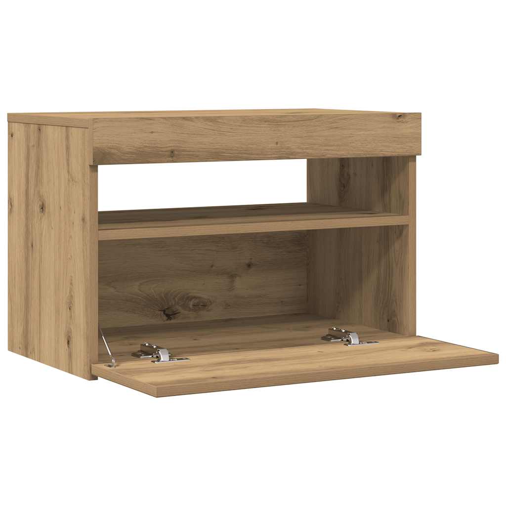 Tv-Benk Med Led-Lys Artisan Eik 60X35X40 Cm Konstruert Tre