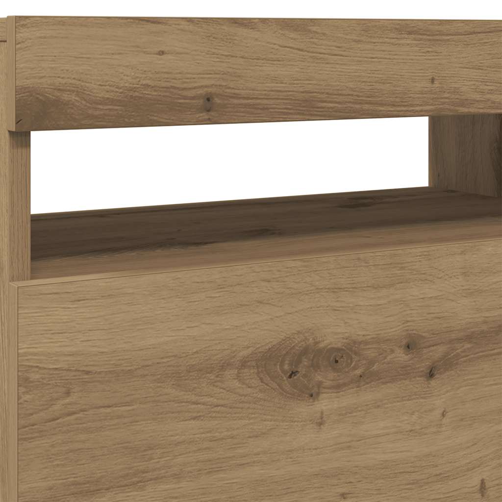 Tv-Benk Med Led-Lys Artisan Eik 60X35X40 Cm Konstruert Tre