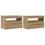 Tv-Benk Med Led-Lys 2 Stk Artisan Eik Konstruert Tre