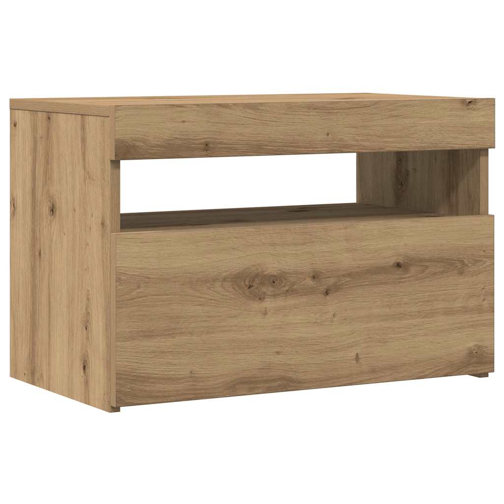 Tv-Benk Med Led-Lys 2 Stk Artisan Eik Konstruert Tre
