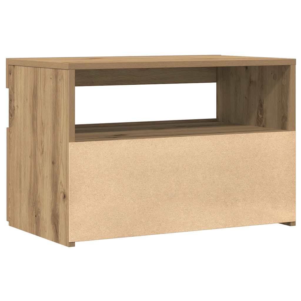 Tv-Benk Med Led-Lys 2 Stk Artisan Eik Konstruert Tre