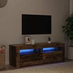 Tv-Benk Med Led-Lys Gammelt Tre 120X35X40 Cm Konstruert Tre