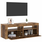 Tv-Benk Med Led-Lys Gammelt Tre 120X35X40 Cm Konstruert Tre