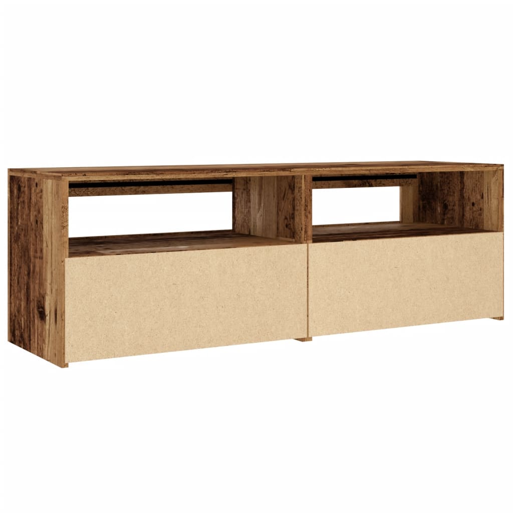 Tv-Benk Med Led-Lys Gammelt Tre 120X35X40 Cm Konstruert Tre