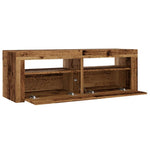 Tv-Benk Med Led-Lys Gammelt Tre 120X35X40 Cm Konstruert Tre
