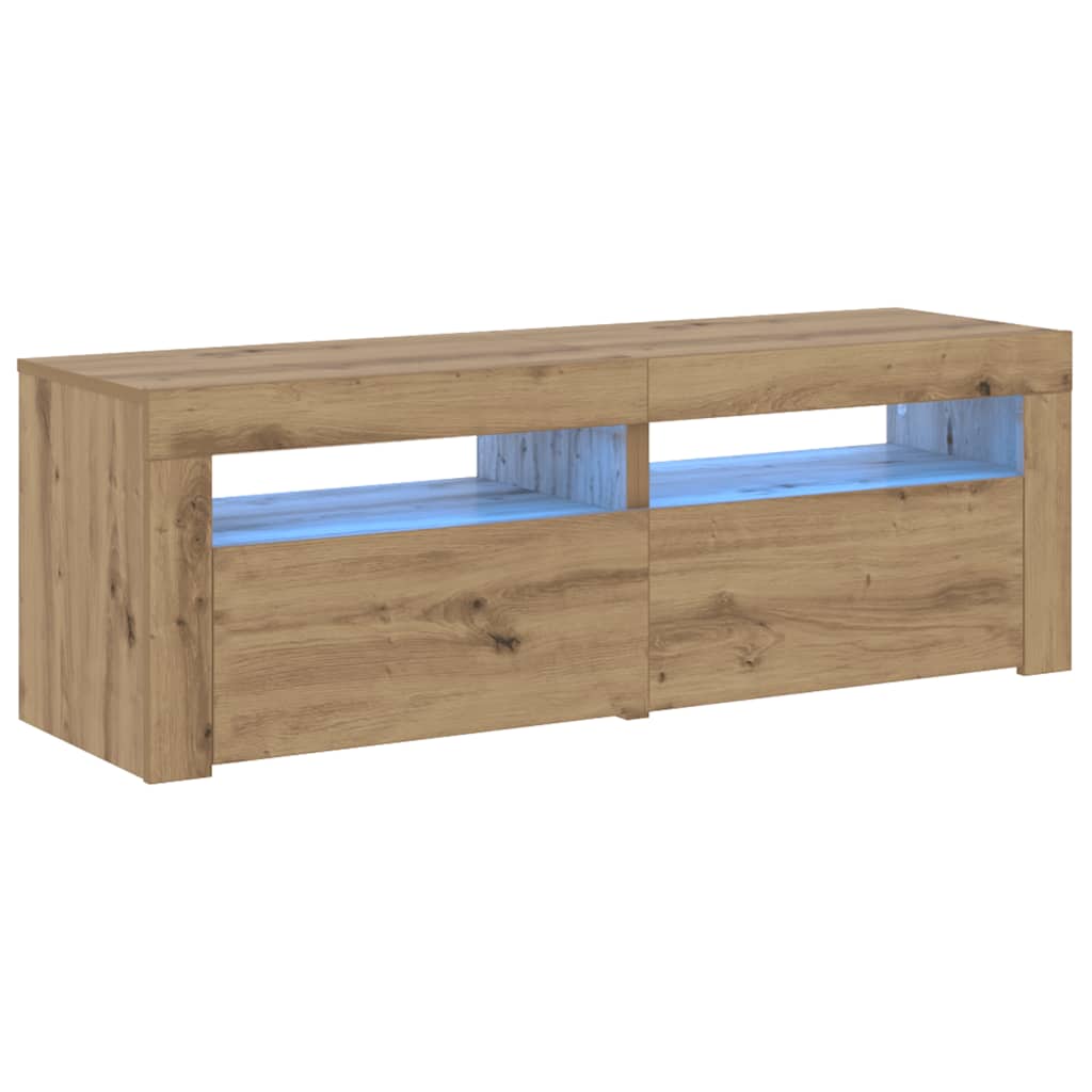 Tv-Benk Med Led-Lys Artisan Eik 120X35X40 Cm Konstruert Tre
