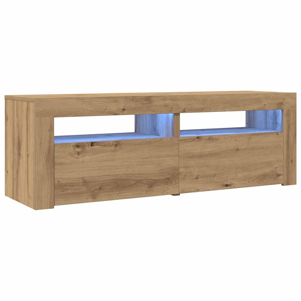 Tv-Benk Med Led-Lys Artisan Eik 120X35X40 Cm Konstruert Tre
