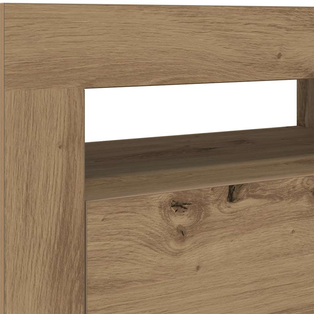Tv-Benk Med Led-Lys Artisan Eik 120X35X40 Cm Konstruert Tre