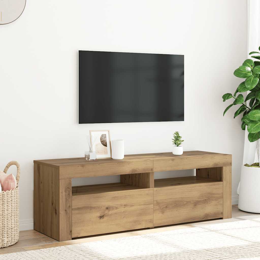 Tv-Benk Med Led-Lys Artisan Eik 120X35X40 Cm Konstruert Tre