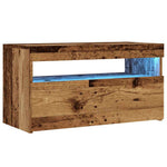 Tv-Benk Med Led-Lys Gammelt Tre 75X35X40 Cm Konstruert Tre