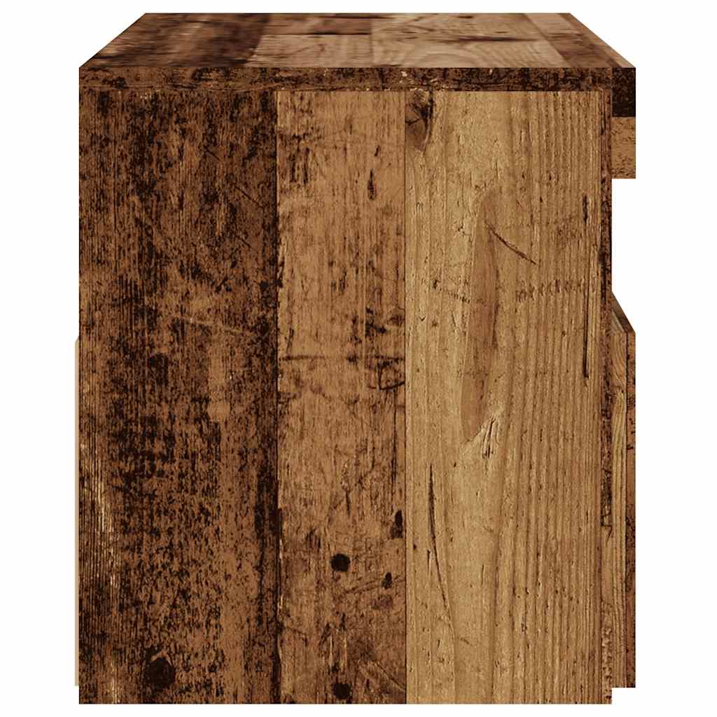 Tv-Benk Med Led-Lys Gammelt Tre 75X35X40 Cm Konstruert Tre