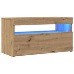 Tv-Benk Med Led-Lys Artisan Eik 75X35X40 Cm Konstruert Tre