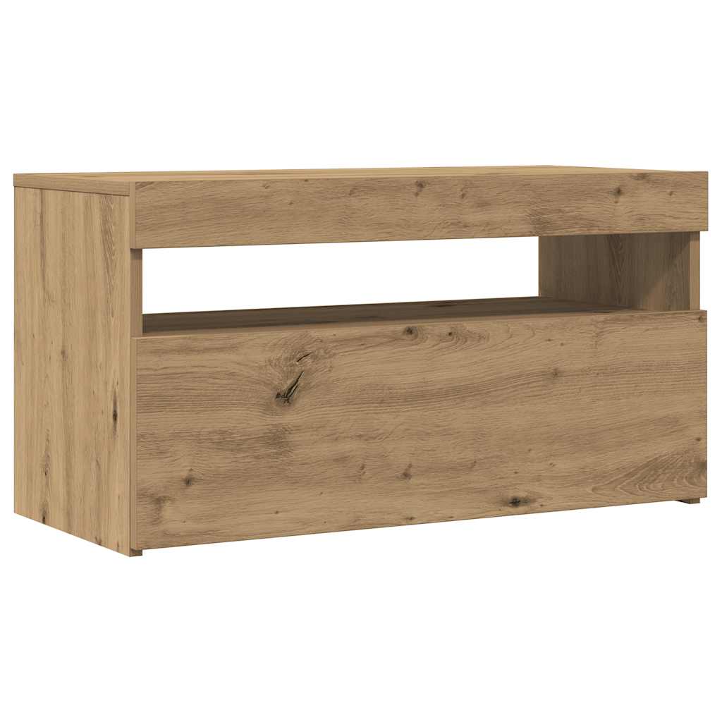 Tv-Benk Med Led-Lys Artisan Eik 75X35X40 Cm Konstruert Tre