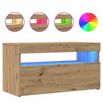 Tv-Benk Med Led-Lys 2 Stk Artisan Eik Konstruert Tre