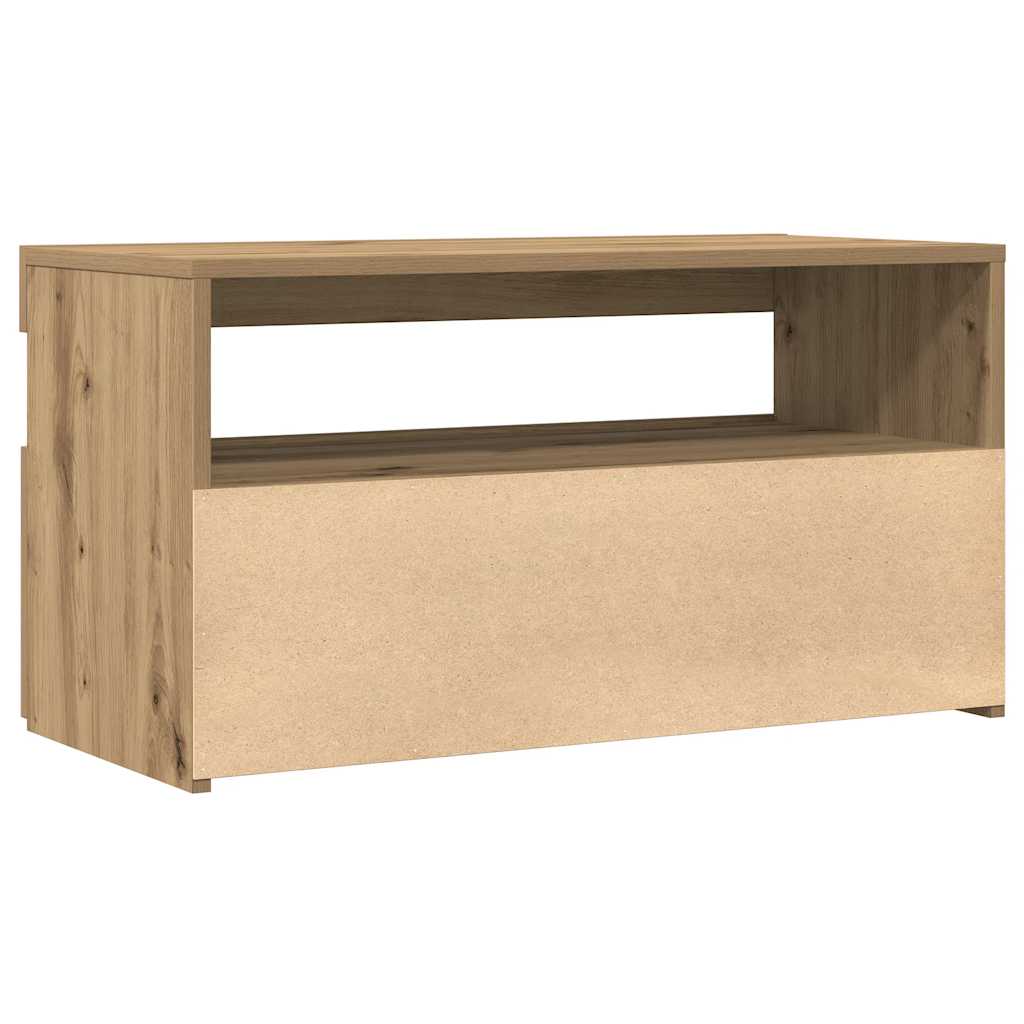 Tv-Benk Med Led-Lys 2 Stk Artisan Eik Konstruert Tre