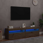 Tv-Benk Med Led-Lys 2 Stk Artisan Eik Konstruert Tre
