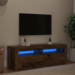 Tv-Benk Med Led-Lys Gammelt Tre 120X35X40 Cm Konstruert Tre