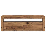 Tv-Benk Med Led-Lys Gammelt Tre 120X35X40 Cm Konstruert Tre