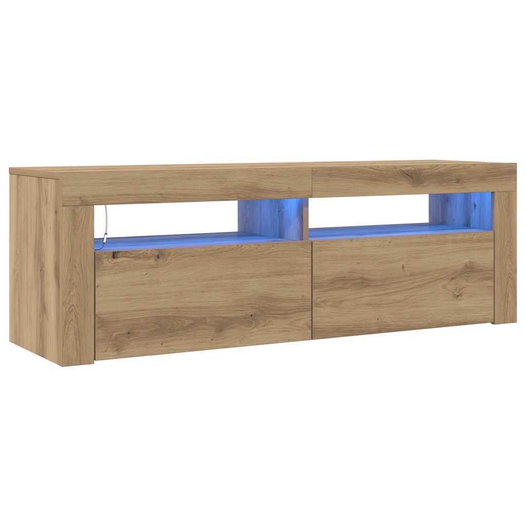 Tv-Benk Med Led-Lys Artisan Eik 120X35X40 Cm Konstruert Tre