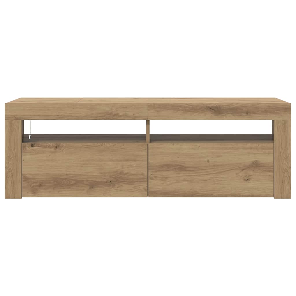 Tv-Benk Med Led-Lys Artisan Eik 120X35X40 Cm Konstruert Tre
