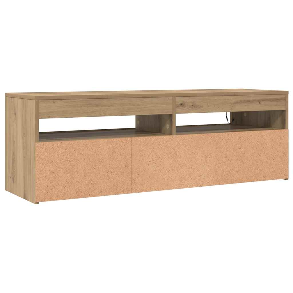 Tv-Benk Med Led-Lys Artisan Eik 120X35X40 Cm Konstruert Tre