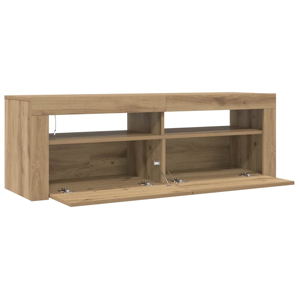 Tv-Benk Med Led-Lys Artisan Eik 120X35X40 Cm Konstruert Tre