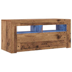 Tv-Benk Med Led-Lys Gammelt Tre 90X35X40 Cm Konstruert Tre
