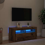 Tv-Benk Med Led-Lys Gammelt Tre 90X35X40 Cm Konstruert Tre